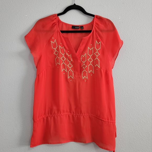 Ana a new approach blouse top size L in orange - Picture 2 of 16